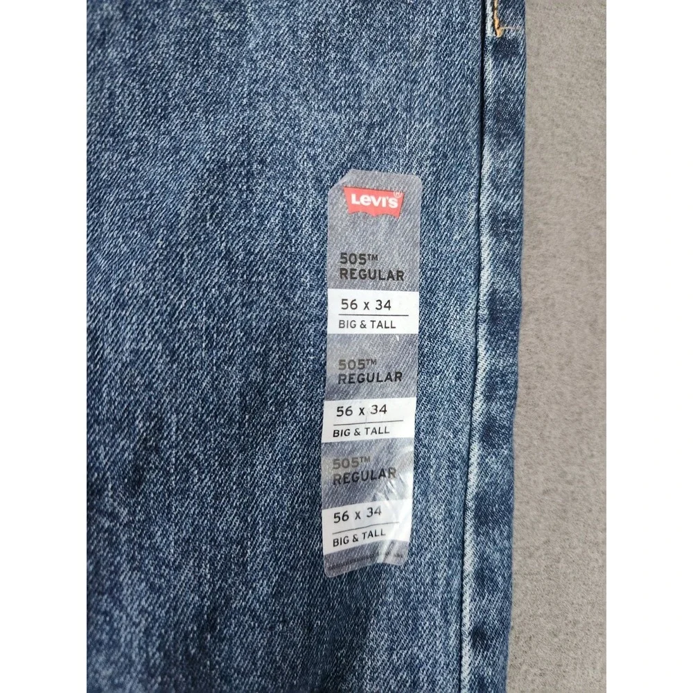 Levis 505 Jeans Men 56x34 Blue Straight Leg Zip Fly Denim Big & Tall Classic NEW